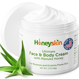 Honeyskin Hydrating Face Moisturizer & Body Cream with Manuka Honey - Organic Face Moisturizer & Body Lotion for Dry & Itchy Skin, Rosacea & Eczema Prone Skin Moisture Skincare Aloe Blend - scent: Original, size: 2 Ounce (Pack of 1)
