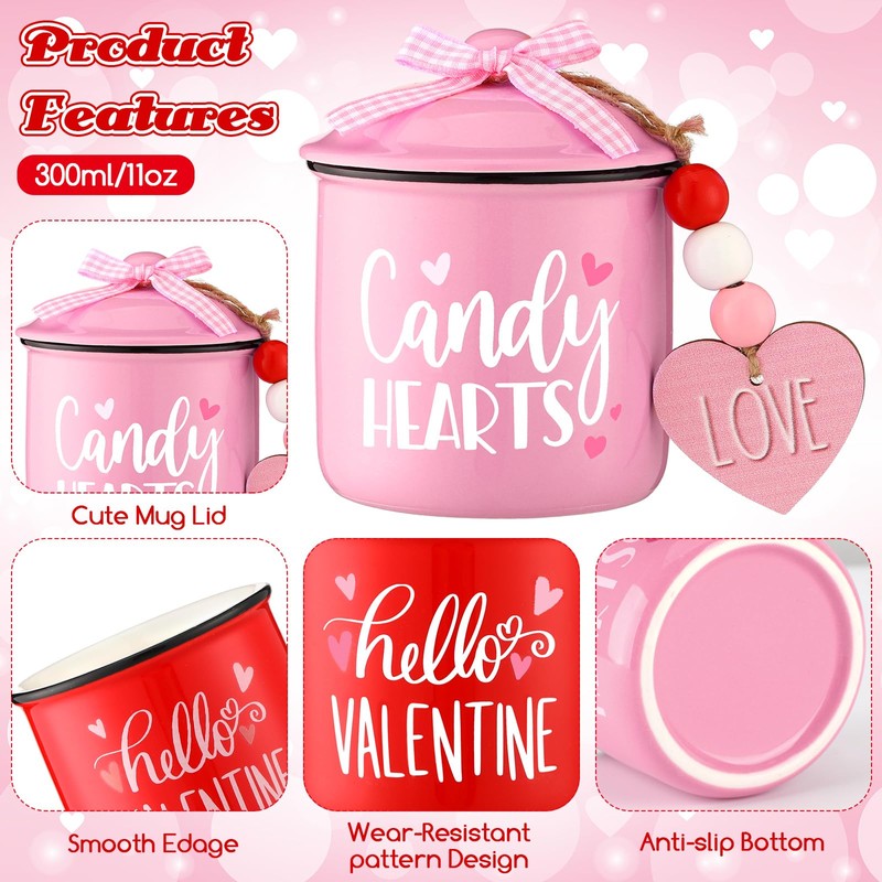 Nitial 3 Pcs Valentine Day Tiered Tray Decoration Ceramic Canister