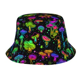 WAYABO Bright Mushrooms Bucket Hats Foldable for Women Men Unisex-Adult Summer Travel Outdoor Fisherman's Caps