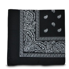 Shukan Fashions - Paisley Style Bandana Biker Cow Boy Cow Girl Neck Scarf Neck Wrist Wrap (Black)