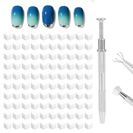 BOXOB 150pcs Soft Nail Sponges for Ombre, with Grabbing Pen Professional Nail Tool Accessories Supplies for Home DIY Enthusiasts & Salon Use