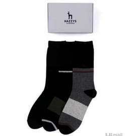 Hazzys (대구신세계)네이비 컬러배색 남성 장목 양말 3종 세트 HISS6E505N2 Daegu Shinsegae Navy Color-Blocked Men's Crew Socks 3-Piece Set HISS6E505N2