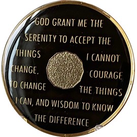 RecoveryChip 10 Month AA Medallion Glossy Classic Black Sobriety Chip
