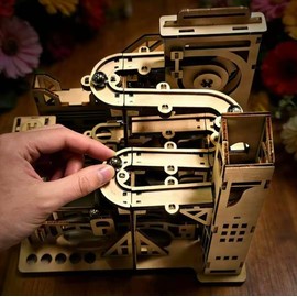 3D Wooden Puzzle for Adults, Marble Run - Advanced Roller Coaster Model Building Set, DIY Wooden Marble Run Track and 3D Jigsaw Puzzle for Adults and Teenagers, challenging Birthday Gift