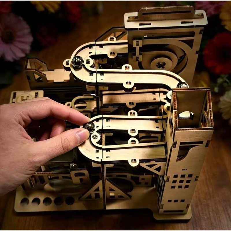 3D Wooden Puzzle for Adults, Marble Run - Advanced Roller