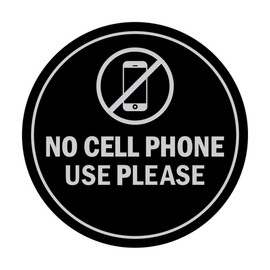 Signs ByLITA Circle No Cell Phone Use Please Sign (Black/Silver) - Medium