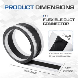 Zonon Vinyl Flexible Duct Connector 6-1/2" x 50 ft for Dryers, Range Hoods, HVAC and Other Household Scenarios