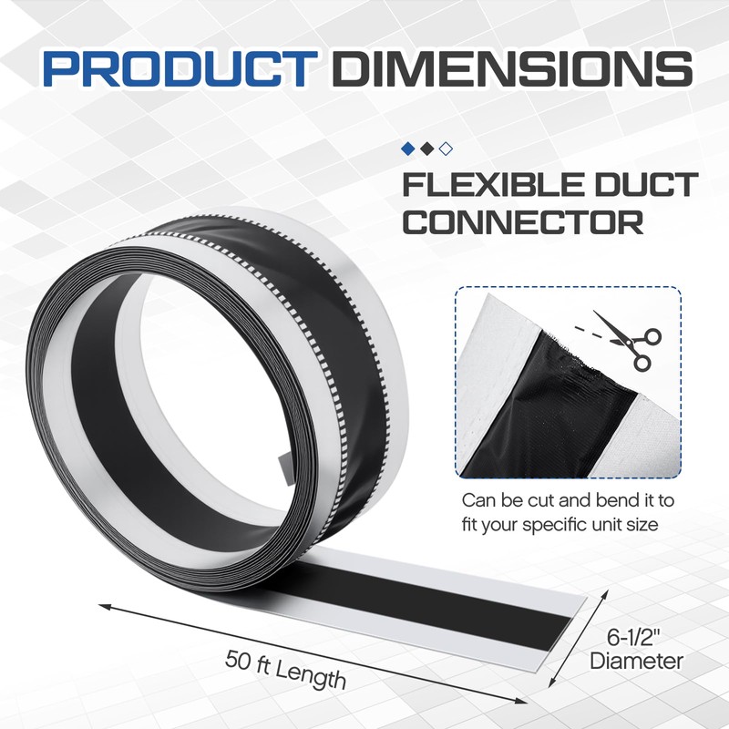 Zonon Vinyl Flexible Duct Connector 6-1/2" x 50 ft for