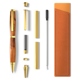 Pen Kits for Woodturning 10 Pack Premium Gold-Silver with Bonus 10 Pen Covers Pen Making Tools with Black Ink Pen Making Kit Slimline Pen Turning Supplies Twist Pen Kit Lathe Turning Supplies for DIY