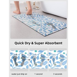 YIHOUSE Thin Bath Mat -32"x 17" Super Absorbent Quick Dry Thin Bathroom Rugs Fit Under Door, Non Slip Rubber Backed Mat Washable Bathroom Floor Mats for Shower Room,Sink