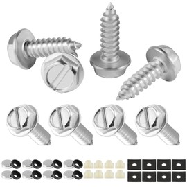 LivTee Rustproof License Plate Screws for Securing License Plates Frames and Covers on Cars and Trucks, 8 Sets Premium Stainless Steel Self Tapping Mounting Bolts, Silver