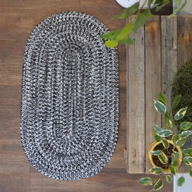 Modern Home Braided Rug 2X4 Reversible Scatter Throw Rug - Smoked Ash, Handcrafted in USA, Woven Texture, High Traffic, Entryway, Kitchen, Living Room, Bed, Bath, Foyer, Porch - 2' X 4' Oval