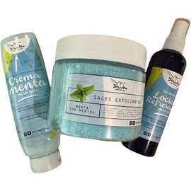 Pies refrescantes y relajados - Crema, Loción y sales refrescantes y exfoliantes, revive a tus pies con un toque de frescura de mentol natural (Relajacion total kit)
