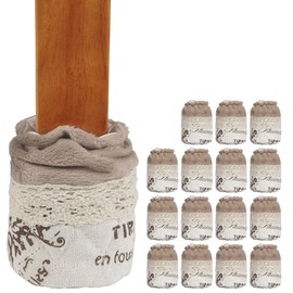 WarmHut Chair Leg Floor Protectors, 16pcs Table Furniture Leg Feet Tips Cloth Leg Caps, Wood Floor Protectors, Home Decoration (Flannel Letters)