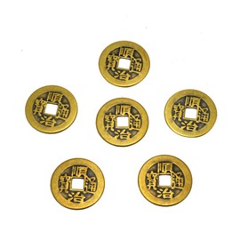 6/Set Brass Chinese Feng Shui I Ching Divination Coins for Success Dia 2.8cm W Fengshuisale Bag Y-1055