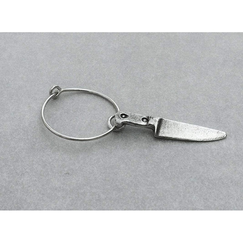 A Single Chef Knife Hoop Earring in Sterling Silver