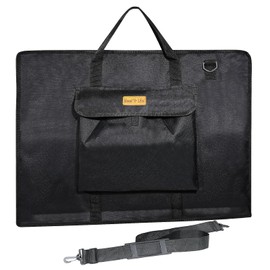 MeetYr Life Lightweight Art Briefcase 36"x24" Black Art Canvas Briefcase with Removable Shoulder Strap, Bottom Foot Pads, Portable Storage Case for Artworks, Posters, Sketches and Paintings (36"x24")