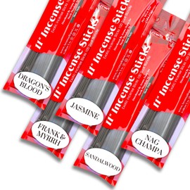 5 Most Popular Variety Set 500 Pack Approx. 85 to 100 Sticks Per Bundle, Length - 11'' Inches, Dragon's Blood - Frank & Myrrh - Jasmine - Nag Champa - Sandalwood. Guarantee 100% Pure
