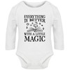 Hippowarehouse Everything is Better with a Little Magic Baby Vest Bodysuit (Long Sleeve) Boys Girls White