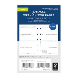 Filofax Mini week on two pages 4 language 2026 diary 26-68127