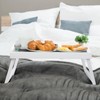 Bed Tray Table with Handles Folding Legs Bamboo Breakfast Food