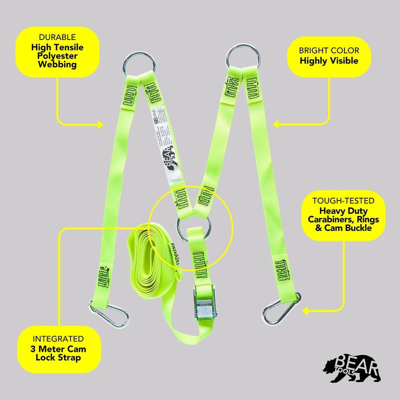 BearTOOLS Hi-Vis Ladder Yoke+3 Meter Hi-Vis Ladder Strap C/W Cam