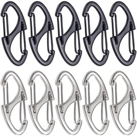 HINZIC 10pcs Anti Theft Zipper Locks, Dual Opening Theft Deterrent Clasps, Zipper Clips Replacement for Backpacks, Luggage, Clothing, Traveling Outdoor Sports- Black & Silver