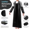 Waterproof Apron 43in PU Leather Heavy Duty for Gardening, Dishwashing,