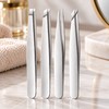 4-Piece Eyebrow Tweezers Set for Precision Grooming – Multi-Tip Stainless