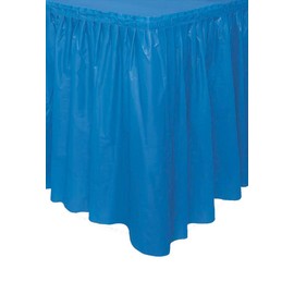 Solid Royal Blue Plastic Rectangular Table Skirt (73cm x 4 meters) 1 Count - Easy Assembly and Reusable, Elegant & Versatile Party Decor