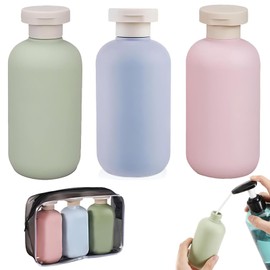 JISRKP 3Pcs 200ml Plastic Bottles with Flip Cover, Travel Bottles for Toiletries, Refillable Plastic Travel Containers, Suitable For Hair Conditioner, Lotion ﻿