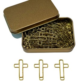 Cute Paper Clips, 60PCS Cross Paper Clips Bookmarks Bible, (Gold Color) Journaling Paper Clips, Bible Clips Study Supplies, Christian Journaling Supplies, Bible Journaling Items