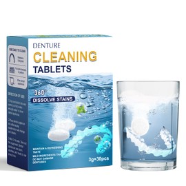 Retainer Cleaner Tablets for Invisalign, Mouth Guard Cleaner, Dissolve Stains, Odors and Plaque Dental Retainers for Aligner - Night Guards - False Teeth Whitening (30 pcs)