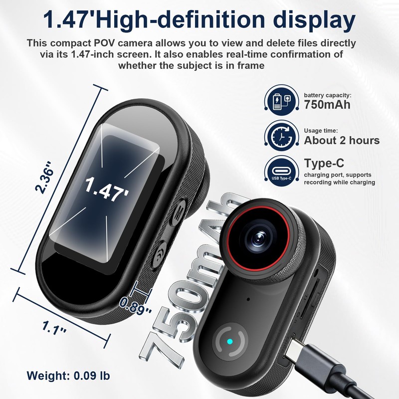 Mini Body Camera with 32GB Card, 4K Wearable Action Camera