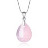 COAI Womens 925 Sterling Silver Teardrop Rose Quartz Crystal Necklace