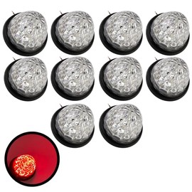 3.5" Inch 16 LED Red Clear Lens Round Beehive Cone Trailer Led Side Marker Clearance Lights 16 Diodes Submersible 12V-24V Rear Tracking Lights Replacement for Peterbilt Trucks ATV Watermelon