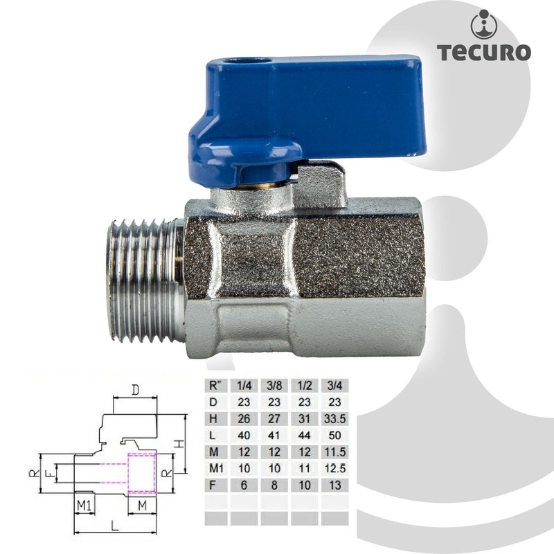 tecuro Mini Ball Valve Internal Thread Rp 3/8 Inch x