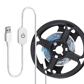 Annlpoy 1M Dimmable USB LED Strip Warm White Light 3000K Waterproof LED Strip with Touch Switch for TV Backlight Coaster Office Home Decoration