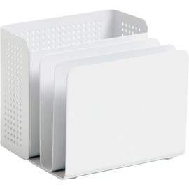 U Brands Modern Perforated Metal Sorter Cup, Desktop Organizer, White, 4.41 x 3.94 x 4.29 Inches