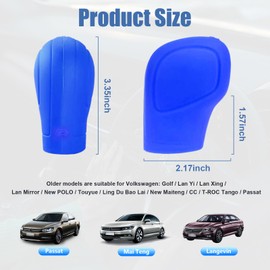 Ziciner 2PCS Car Gear Shift Knob Cover, Elastic Silicone Car Automatic Shift Protect Accessories, Anti-Slip Auto Knob Gear Stick Protector, Car Interior Decoration (Old, Blue)