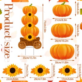 Thyle 2 Pack Fall Pumpkins Yard Signs with Stakes 28 Inch 3 Stacked Pumpkins Rustic Autumn Harvest Outdoor Decorations Large Fall Garden Lawn Patio Signs with Stakes for Thanksgiving Holiday Party