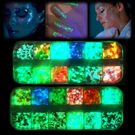 24 Glitter Faces, Colours Festival Glitter, Festival Face, Glow in the Dark