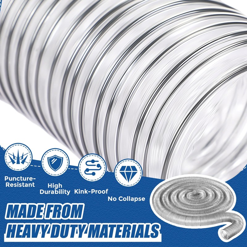 Therwen 4 x 70' Flexible PVC Dust Collection Hose, Heavy