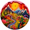 Bgraamiens Puzzle 3D Visual Needle Point Style Gorge with Flowers