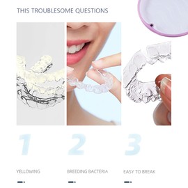 Fokroin 2 x Braces Box, Denture Container, Prosthesis Box, Brace Box, Box for Tooth Splint & Grinding Splint Box, Bit Box for Aligner Case, for Travel and Daily Use (Black)