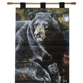 Black Bear Cotton Tapestry Wall Hanging 26" x 36"