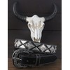 URAMAN Mens Western Belt Cowboy Country Concho Leather Belt for