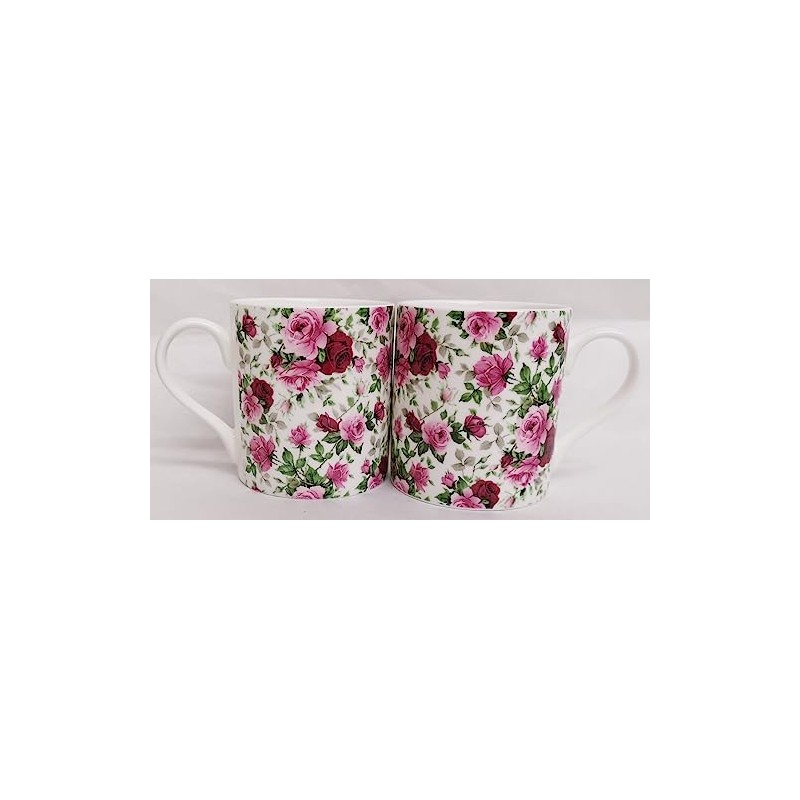Rainbow Decors English Rose Mugs Set 2 Fine Bone China
