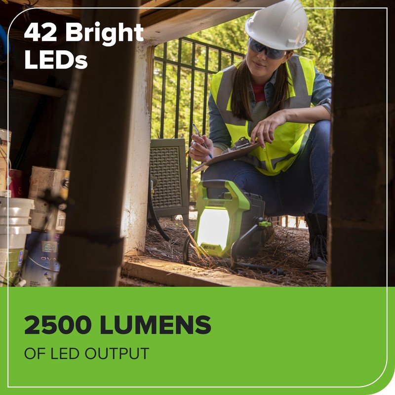Greenworks 82V (AC/DC) 2500-Lumen LED Work Light, Battery and Charger