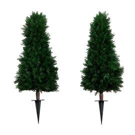 Nearly Natural 3ft. UV Resistant Artificial Cedar Plant with Integrated Ground Stake (Indoor/Outdoor) - Set of 2